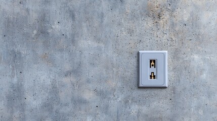 Electrical outlets plug and compact, A simple electrical outlet mounted on a concrete wall, highlighting its functional design against a textured background.