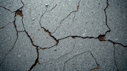 Obraz premium A Close-Up View of Cracked Concrete, Showing the Fine Details of the Fractures and the Textured Surface