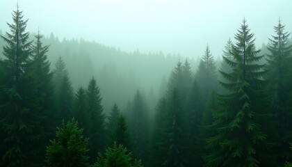 Fototapeta premium Misty Mountain Forest: A Serene Landscape