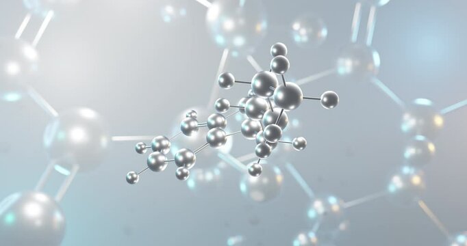 N-Ethyltryptamine rotating 3d molecule, molecular structure of psychedelic drug, seamless video