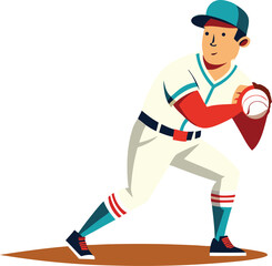 men baseball player pitcher vector illustration graphic design art