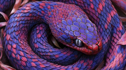 Vibrant Snake Skin Pattern in Vivid Colors, Textured Raw Style Design Concept