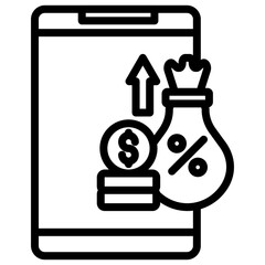 Mobile Money Vector Line Icon