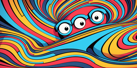 Colorful abstract art featuring playful characters digital illustration vibrant environment creative perspective whimsical concept