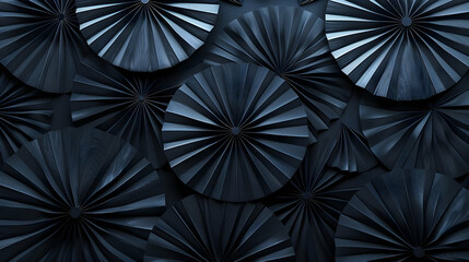 Dark Blue 3D Abstract Background: Circular Fan Pattern