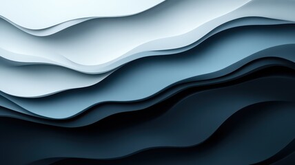 Obraz premium A visually striking composition of layered paper curves in varying shades of blue, creating a dynamic and textured appearance.