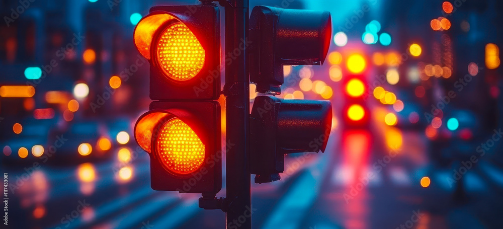 Poster ai-powered traffic lights optimizing urban flow with real-time adaptation