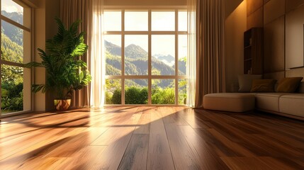 Fototapeta premium A design showcasing the beauty of wood-tone hardwood flooring in a modern interior setting