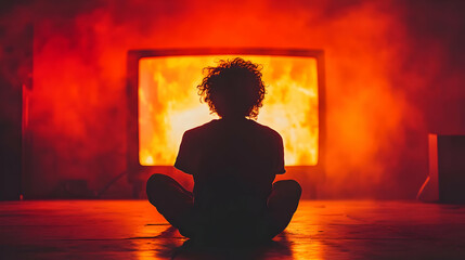 Silhouette Person Fire Background