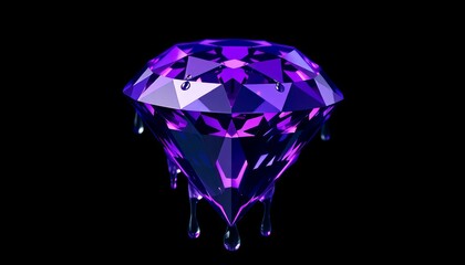 A Purple Diamond Melts With Dripping Liquid