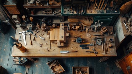 Overhead View of a Craftsman's Workshop
