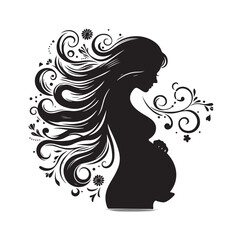 Pregnant woman silhouette vector illustration
