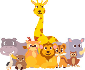 Group Of Wild Animals Illustration
