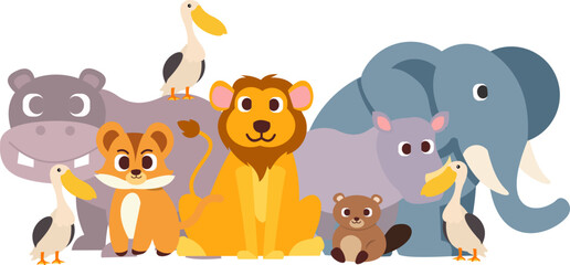 Group Of Wild Animals Illustration