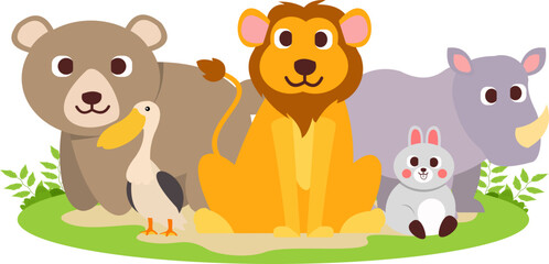 Group Of Wild Animals Illustration