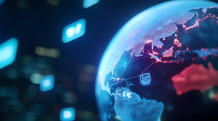 Global network connections visualized on a digital earth globe.