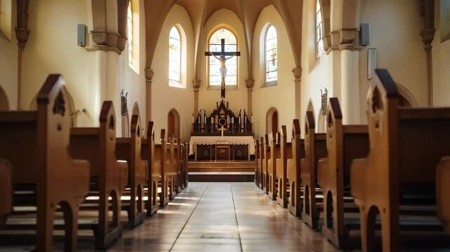 christianity and catholicism background - interior of beautiful catholic church