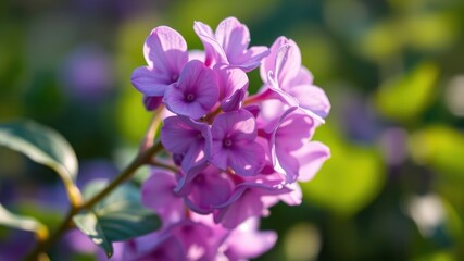Delicate pink blossoms open in the warm glow of the summer sun, a vibrant display of floral beauty