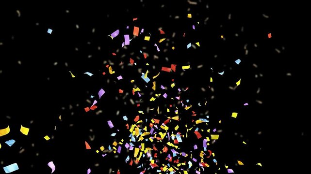 Gigantic explosion of confetti and colored ribbons