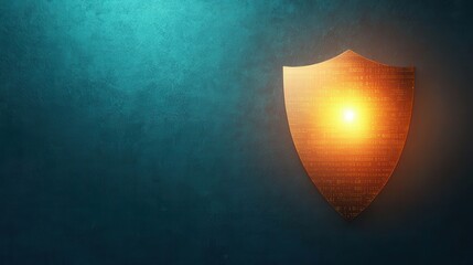 Information technology integrates cybersecurity. Digital shield with glowing center
