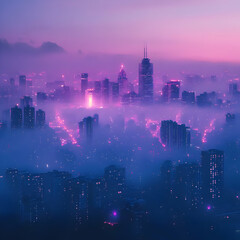 Cityscape Illustration: Purple Haze