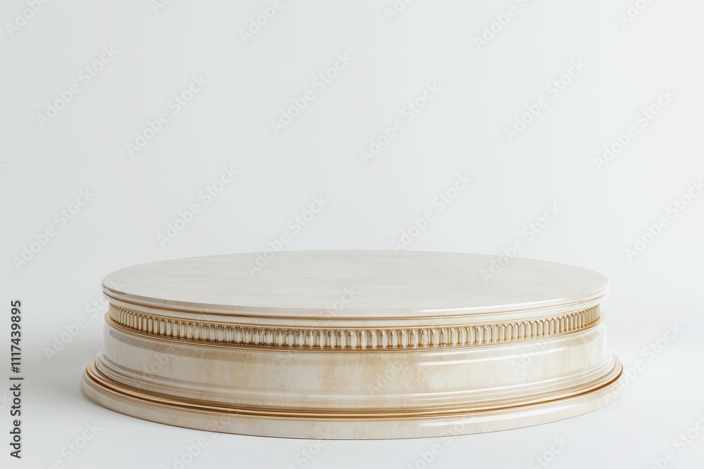 Poster a smooth, circular pedestal with a decorative edge, ideal for displaying objects.