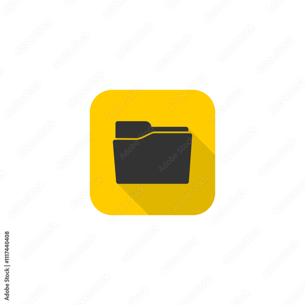 Poster folder with long shadow icon isolated on transparent background