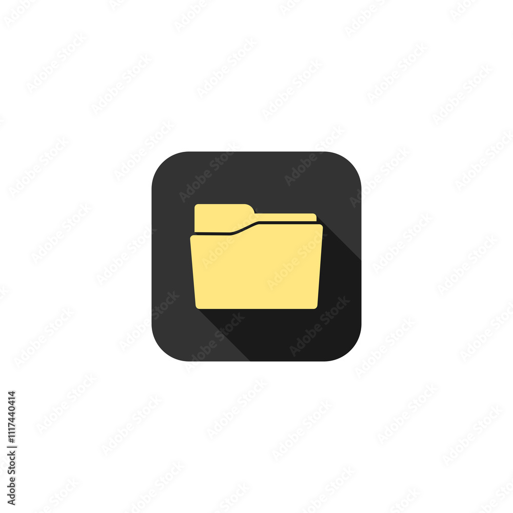 Aufkleber folder with long shadow icon isolated on transparent background
