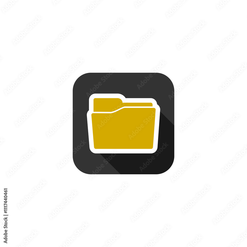 Poster folder with long shadow icon isolated on transparent background