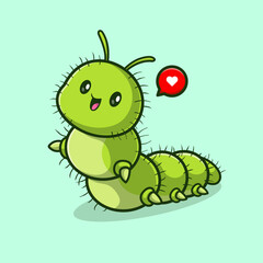 Cute Caterpillar Standing Cartoon Vector Icon Illustration. 
Animal Nature Icon Concept Isolated Premium Vector. Flat 
Cartoon Style 