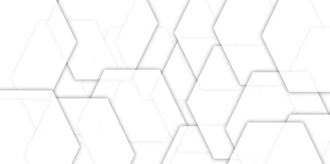 Grey cells pattern background. Abstract background with geometric polygon shapes. hexagon background design. honeycomb grid pattern. Vector illustration. White geometric.  lines, corners, polygons. 3d