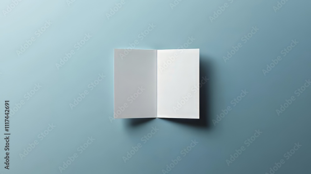 Poster empty horizontal bi-fold a4-sized brochure template in white color, featuring a blank front and insi