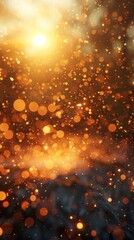 Obraz premium Shimmering golden lights and glittering particles forming a captivating abstract background The image exudes a sense of magic wonder and a festive and luxurious atmosphere