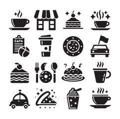 restaurant icon set silhouette vector illustration