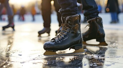Walking in slush after a snowstorm. Boots covered in mud from the wet sidewalk.