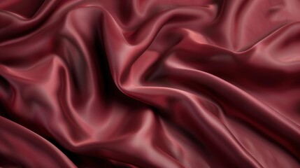 A close-up of rich, flowing burgundy satin fabric.