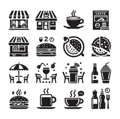 restaurant icon set silhouette vector illustration