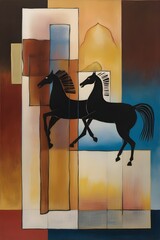 Two vector horses