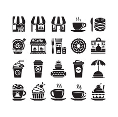 restaurant icon set silhouette vector illustration