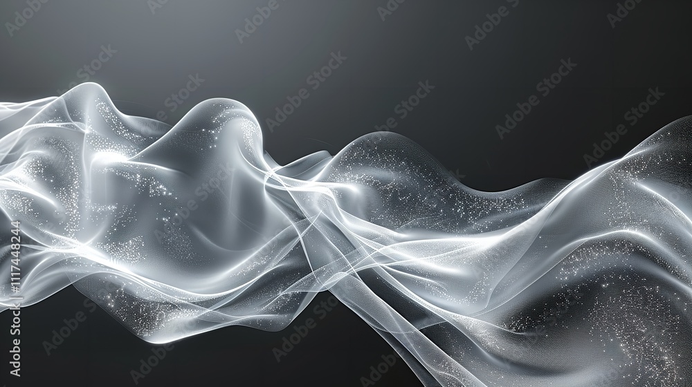 Poster abstract grey background poster with dynamic waves. technology network vector illustration.