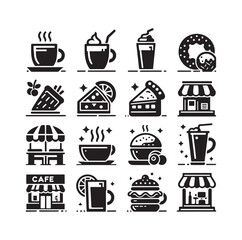 restaurant icon set silhouette vector illustration