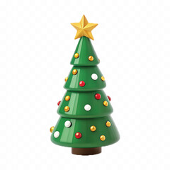 
3d Decorated green Christmas tree in different style isolated on white background
