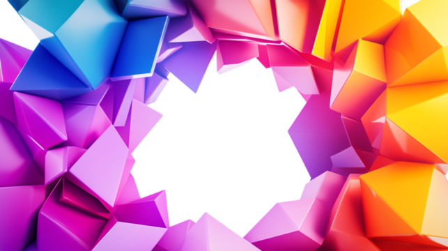Colorful abstract geometric frame background against transparent background for modern design and creative displays