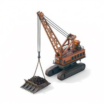 draglines 3d isometric illustration isolated on white background