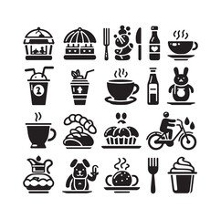 restaurant icon set silhouette vector illustration