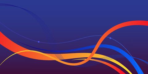 Abstract 3D fluid background with gradient colorful wave lines on blue background. eps10