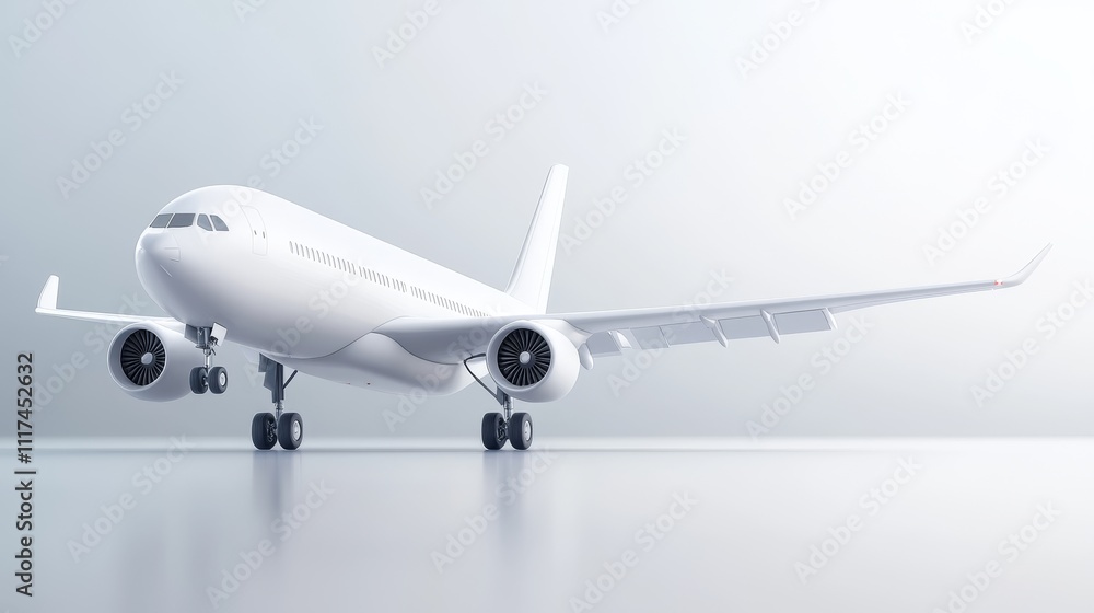 Poster 3d aircraft model with empty background in minimalist scene