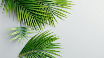 Fototapeta premium Palm Fronds Arranged on a Pale Gray Background for a Minimalist Nature Inspired Design