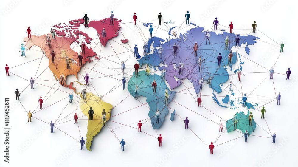Poster global network connection. world map point and line composition concept of global business. vector i