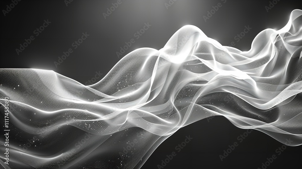 Poster abstract grey background poster with dynamic waves. technology network vector illustration.